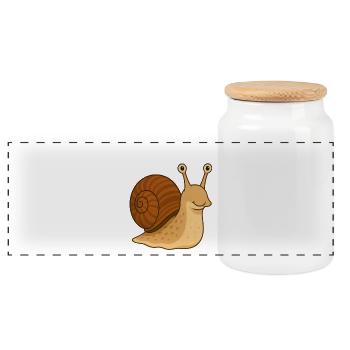 Schnecki - Panoramic Cookie Jar with Wooden Lid - white - Front