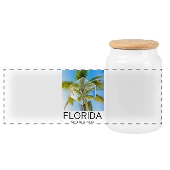 Florida USA Miami America Summer Palm Trees Beach - Panoramic Cookie Jar with Wooden Lid - white - Front