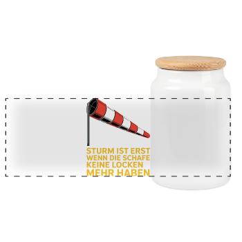 Storm text with windsock - Panoramic Cookie Jar with Wooden Lid - white - Front