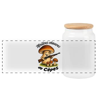 Best Porcini Hunters - Panoramic Cookie Jar with Wooden Lid - white - Front