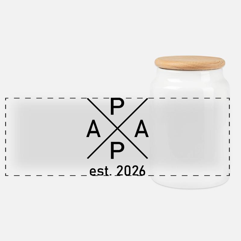 Papa est. 2026 - Panorama Keksdose mit Holzdeckel - Weiß