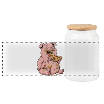 Süßes Schwein Ferkel Pizza Italienisch Essen - Panorama Keksdose mit Holzdeckel - Weiß - Vorne