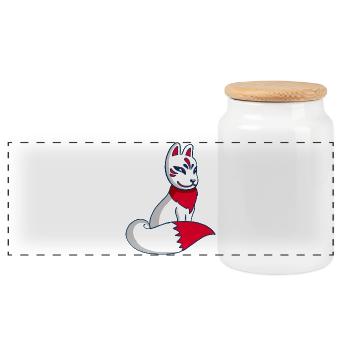 Renard blanc et rouge manga - Boîte à biscuits avec couvercle en bois - blanc - Devant
