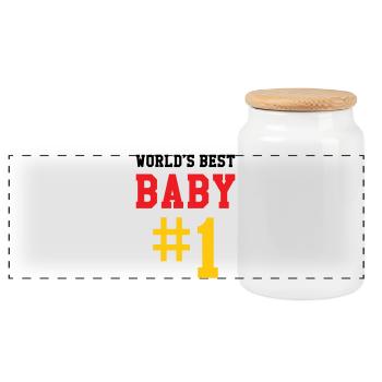 Best Baby - Birth - Child - Panoramic Cookie Jar with Wooden Lid - white - Front
