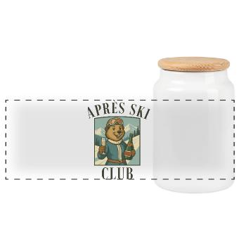 Après Ski Club Marmot Retro Ski Holiday - Panoramic Cookie Jar with Wooden Lid - white - Front