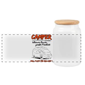 Déclaration du camping-car - Boîte à biscuits avec couvercle en bois - blanc - Devant