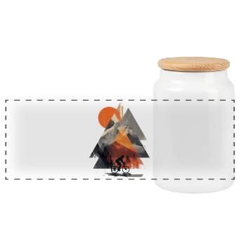 Mountain Geometry Cycling – Modern Adventure Art - Panorama Keksdose mit Holzdeckel - Weiß - Vorne