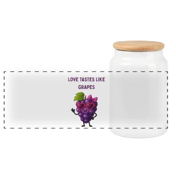 Dessin animé L’amour a le goût des raisins - Boîte à biscuits avec couvercle en bois - blanc - Devant