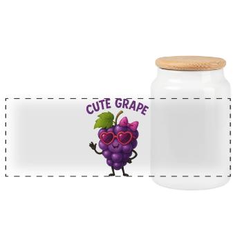Un raisin câlin avec des lunettes en forme de cœur - Boîte à biscuits avec couvercle en bois - blanc - Devant