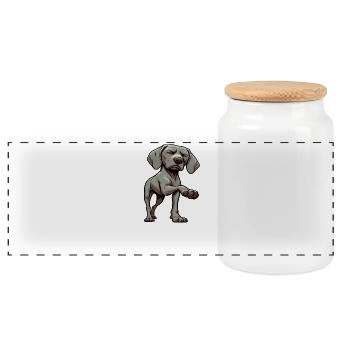Parle à la patte Weimaraner Weimaraner Chien - Boîte à biscuits avec couvercle en bois - blanc - Devant