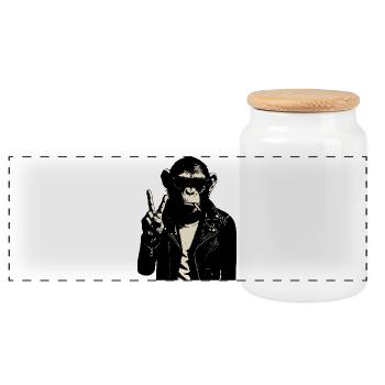 Cuir du signe de paix des Chimpanzés Rebelles - Boîte à biscuits avec couvercle en bois - blanc - Devant