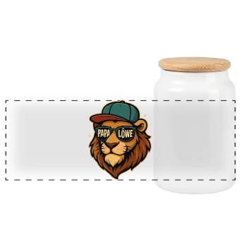 Löwen Vater Papa Löwe König Stark Süß Geschenk - Panoramic Cookie Jar with Wooden Lid - white - Front