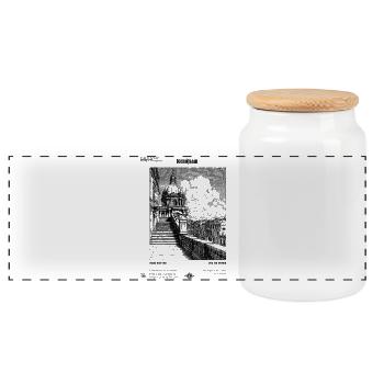 New Words - Panoramic Cookie Jar with Wooden Lid - white - Front