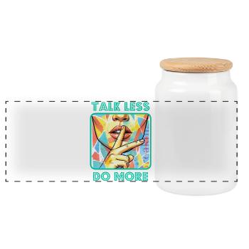 Less & More - Panoramic Cookie Jar with Wooden Lid - white - Front
