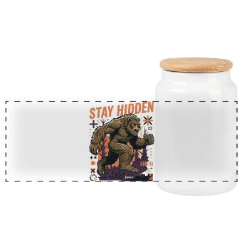 Stay Hidden Gorilla Forest - Panoramic Cookie Jar with Wooden Lid - white - Front