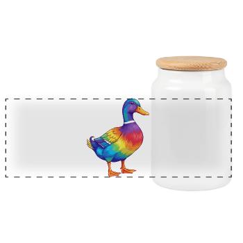 Aquarelle colorée canard arc-en-ciel Pop Art - Boîte à biscuits avec couvercle en bois - blanc - Devant