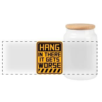 Tiens bon, ça empire. Drôle de plaisir. Dire - Boîte à biscuits avec couvercle en bois - blanc - Devant
