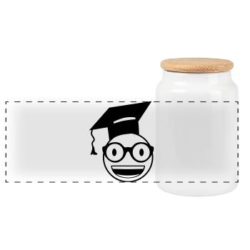 Nerd Student - Panoramic Cookie Jar with Wooden Lid - white - Front