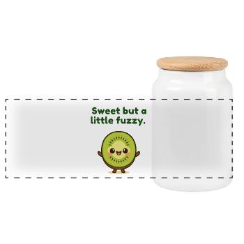 Délice de fruits kiwi de Kawaii - Boîte à biscuits avec couvercle en bois - blanc - Devant