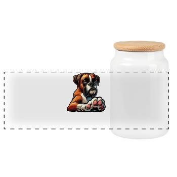 Parlez avec la patte Boxer Boxer Holder Boxer Boxer Boxer Dog - Boîte à biscuits avec couvercle en bois - blanc - Devant