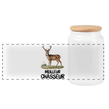 Meilleur chasseur chevreuil aquarelle nature - Boîte à biscuits avec couvercle en bois - blanc - Devant
