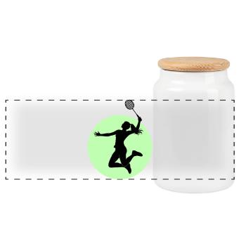 Silhouette du joueur de badminton – Puissance écrasante - Boîte à biscuits avec couvercle en bois - blanc - Devant