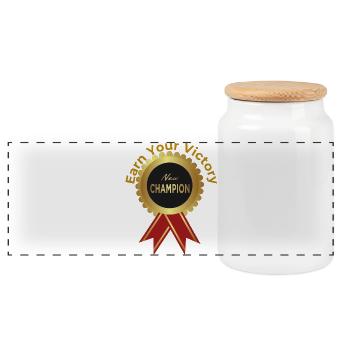 Badge de Champion Premium – Gagnez votre victoire G - Boîte à biscuits avec couvercle en bois - blanc - Devant