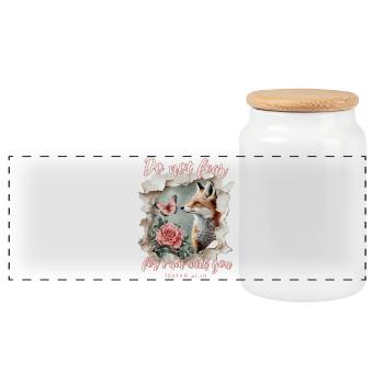 Bible Verse Christian Fox - Panoramic Cookie Jar with Wooden Lid - white - Front