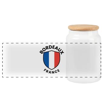 French Flag Shield Design - Panoramic Cookie Jar with Wooden Lid - white - Front