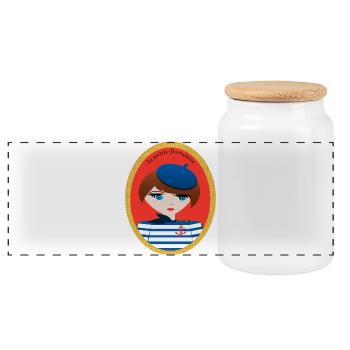 La Petite Française en Marinière - Boîte à biscuits avec couvercle en bois - blanc - Devant