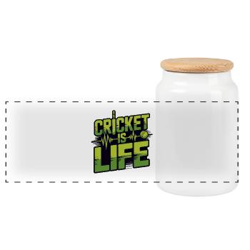 Funny Cricket Saying Vintage Cricket Game - Panoramic Cookie Jar with Wooden Lid - white - Front
