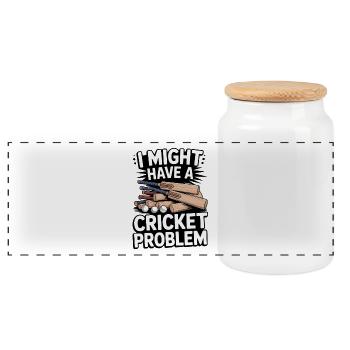 Drôle de cricket : Jeu de cricket vintage - Boîte à biscuits avec couvercle en bois - blanc - Devant