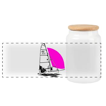 RS 500 Régate de dériveurs à voile voile de couleur - Boîte à biscuits avec couvercle en bois - blanc - Devant