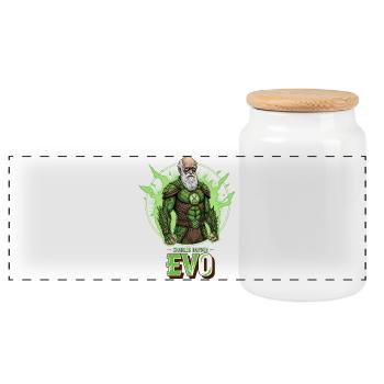 Évo Darwin Vert Héros - Boîte à biscuits avec couvercle en bois - blanc - Devant