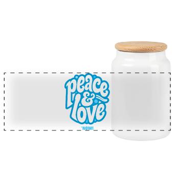 PEACE LOVE #3 - let's talk - Boîte à biscuits avec couvercle en bois - blanc - Devant