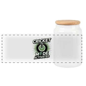 Funny Cricket Saying Vintage Cricket Game - Panoramic Cookie Jar with Wooden Lid - white - Front