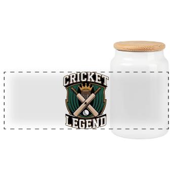 Funny Cricket Saying Vintage Cricket Game - Panoramic Cookie Jar with Wooden Lid - white - Front