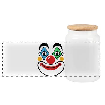Carnival Costume Clown Confetti Carnival Funny - Panoramic Cookie Jar with Wooden Lid - white - Front