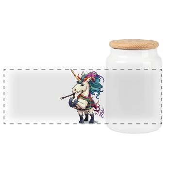 Cornemuses Licorne Colorées - Boîte à biscuits avec couvercle en bois - blanc - Devant