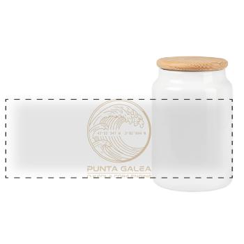 Vague dorée Punta Galea - Boîte à biscuits avec couvercle en bois - blanc - Devant