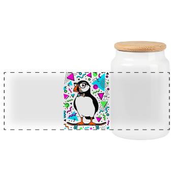 Cooler Skater Papageientaucher Retro - Panorama Keksdose mit Holzdeckel - Weiß - Vorne