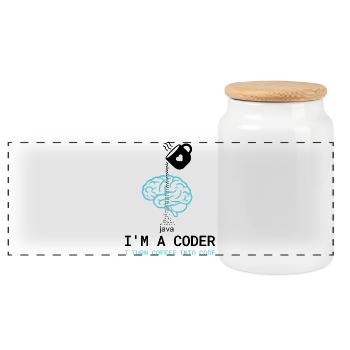 T-shirt Coder : Du café dans le code – Nerdy Programmie - Boîte à biscuits avec couvercle en bois - blanc - Devant