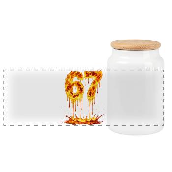 Six Seven Lava - Panoramic Cookie Jar with Wooden Lid - white - Front