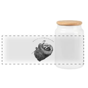 Faultier_Sloth - Panorama Keksdose mit Holzdeckel - Weiß - Vorne
