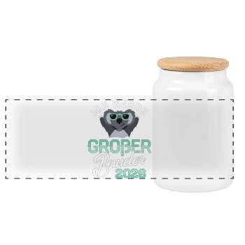 I'm going to be Big Brother 2026 Pregnancy Baby - Panoramic Cookie Jar with Wooden Lid - white - Front