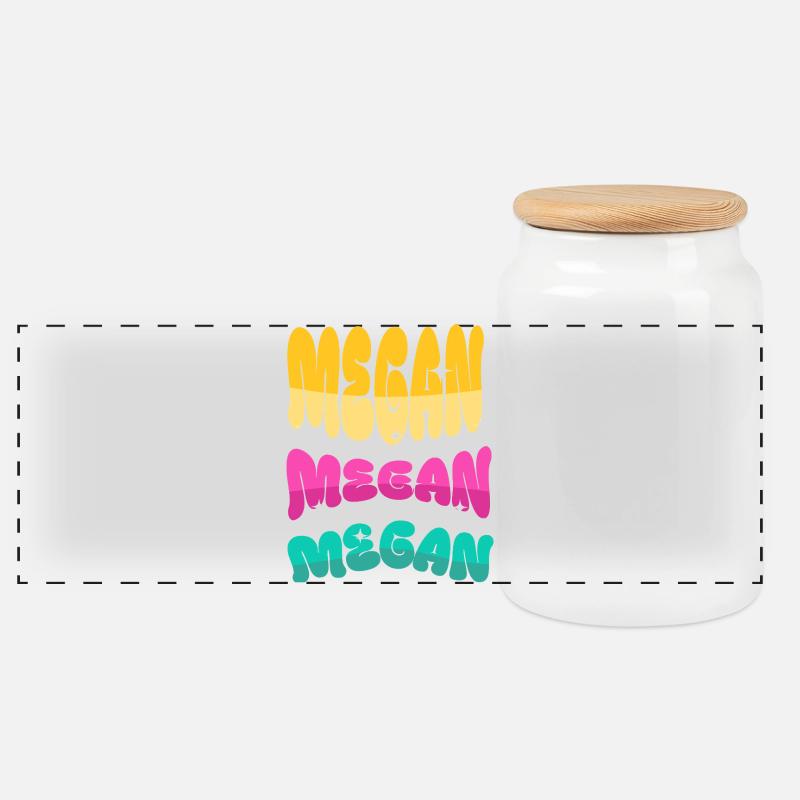 Cadeaux du nom Megan - Boîte à biscuits avec couvercle en bois - blanc