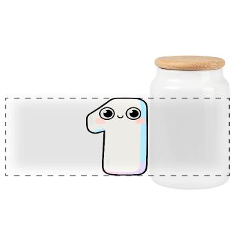 Nummer Eins Kawaii-Pastel - Panorama Keksdose mit Holzdeckel - Weiß - Vorne