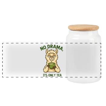 Pas de drame Alpaga Tea Time - Boîte à biscuits avec couvercle en bois - blanc - Devant
