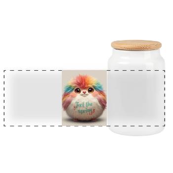 Feel the Spring Plush Critter - Panoramic Cookie Jar with Wooden Lid - white - Front