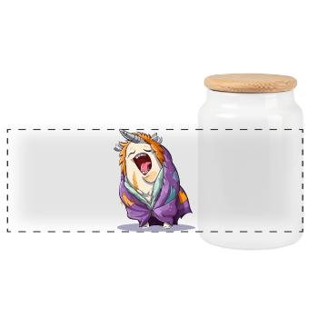 Licorne bâilleuse avec écharpe - Boîte à biscuits avec couvercle en bois - blanc - Devant